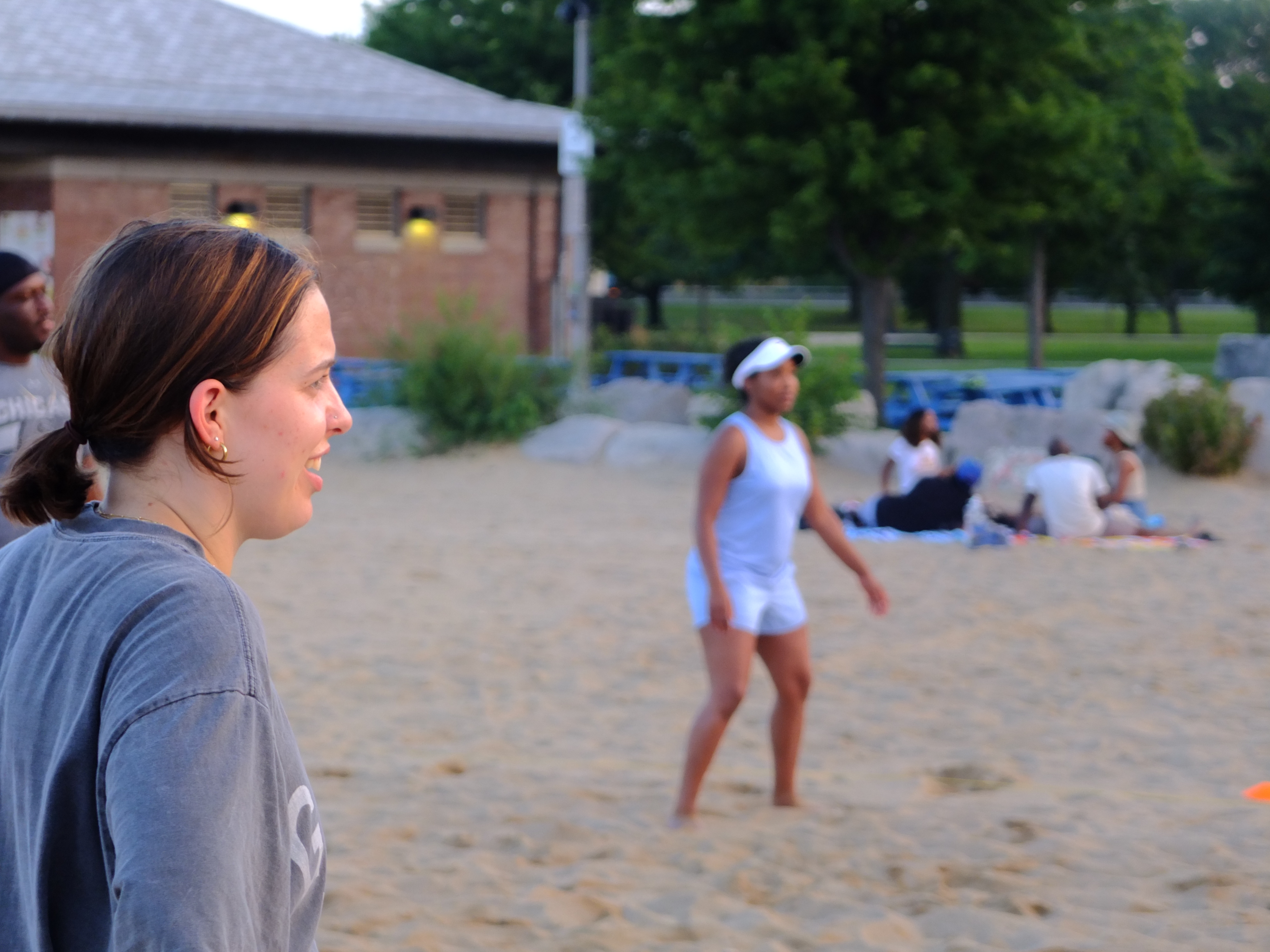 Beach volleyball action